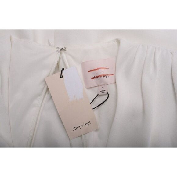 Cinq a Sept Womens Sierra Dress Wrap Mini White Long Sleeve V Neck US 4 NWT - Picture 6 of 6